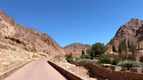 Mountain road leading toward Saint Catherine monastery Stock Footage 341452103