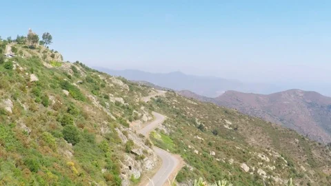 Mountain road to  Monastery of Sant Pere de Rodes. Spain. Stock Footage 77457192