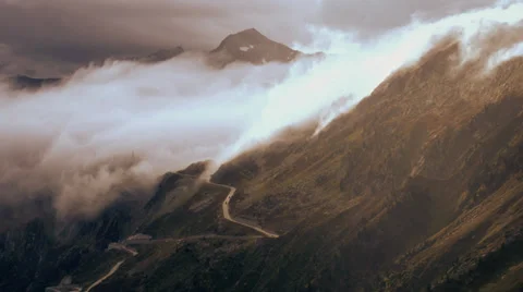 Mountain road nature. time lapse. beautiful landscape. alps rocks Video stock 32133829