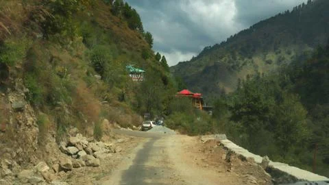 Mountain road scenery in Jibhi, Himachal Pradesh, India. Stock Photos