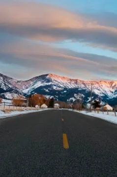 Mountain Road at Sunset Stock Photos