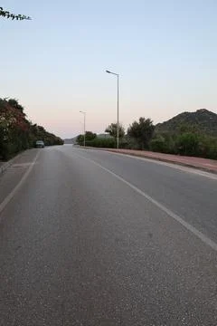 Mountain road sunset Stock Photos