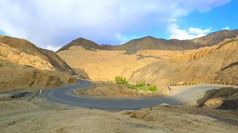 Mountain road through the valley of the "Moonlight earth" Stock Footage 43019750