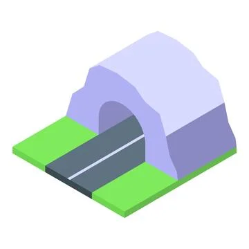 Mountain road tunnel connecting two sides isometric illustration Stock Illustration