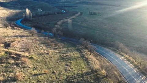 Mountain road view from above Stock-Footage 84546048