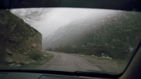 Mountain road view from the car Stock Footage 24452900