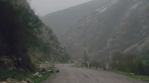 Mountain road view from the car Stock Footage 24454464
