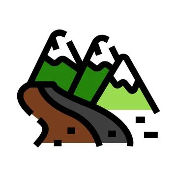 Mountain road winding through green natural landscape Stock Illustration