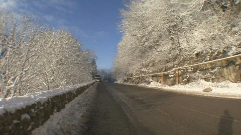 Mountain road in winter Stock Footage 608973