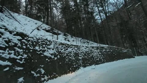 Mountain Road In Winter Stock Footage 10726129