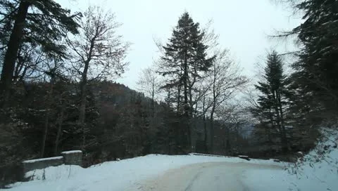Mountain Road In Winter Stock Footage 10726153