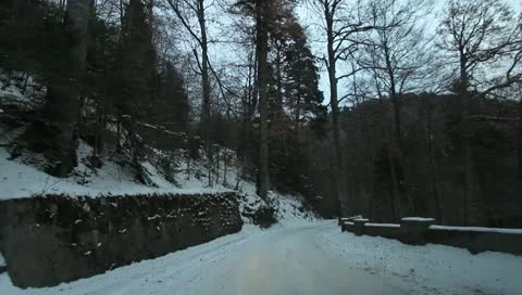 Mountain Road In Winter Stock Footage 10726194