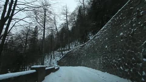 Mountain Road In Winter Stock Footage 10726254