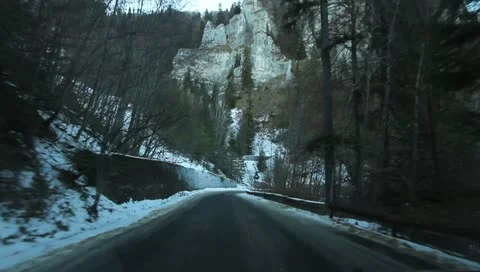 Mountain Road In Winter Stock Footage 10729702
