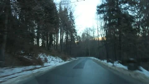 Mountain Road In Winter Stock Footage 10729813