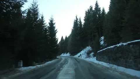 Mountain Road In Winter Stock Footage 10730399