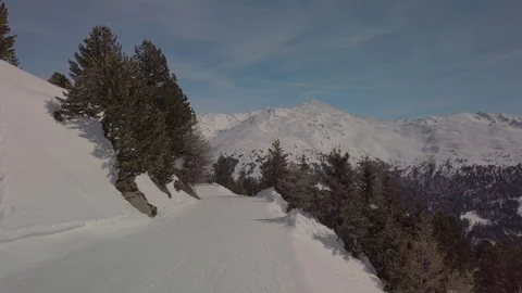 Mountain Road in Winter Video stock 105283347