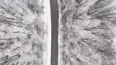 Mountain road in winter Stock Footage 267082420