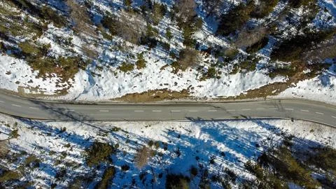 Mountain road in the winter Stock Photos