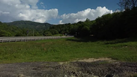 Mountain road within forest scene Stock Footage 297255358