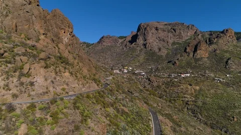 Mountain roads empty road spain ayacata Stock Footage 100717491