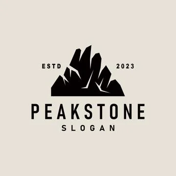 Mountain rock peak logo simple design black silhouette natural stone brand .. Stock Illustration