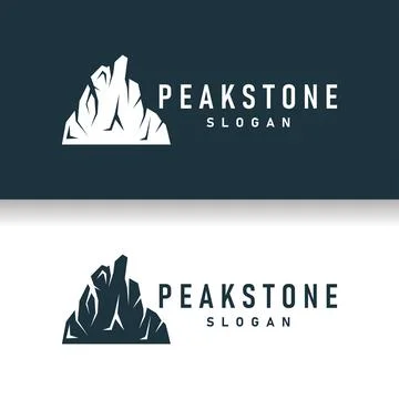 Mountain rock peak logo simple design black silhouette natural stone brand .. Stock Illustration