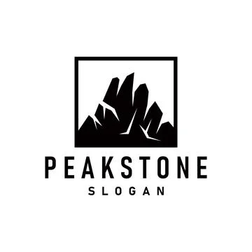 Mountain rock peak logo simple design black silhouette natural stone brand .. Stock Illustration