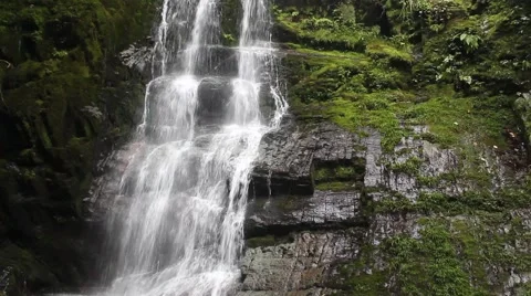 Mountain rock waterfall Stock Footage 41650034