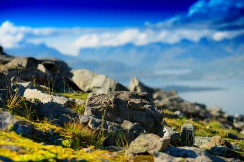 Mountain rocks landscape background Stock Photos