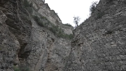 Mountain rocks in the river gorge Stock Footage 253630689
