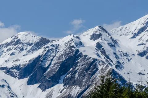 Mountain rocks snow Stock Photos