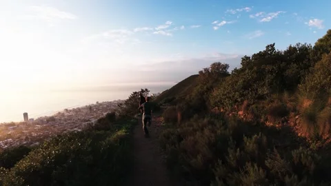 MOUNTAIN RUN GOLDEN LIGHT fpv Stock Footage 338228562