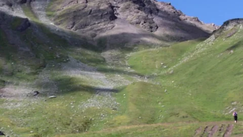Mountain rural path - Alpine pastures Video stock 71620357