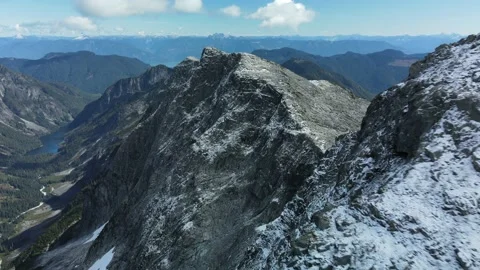 Mountain Scene with Fresh Dusting of Snow, Drone Shot Stock Footage 169553844