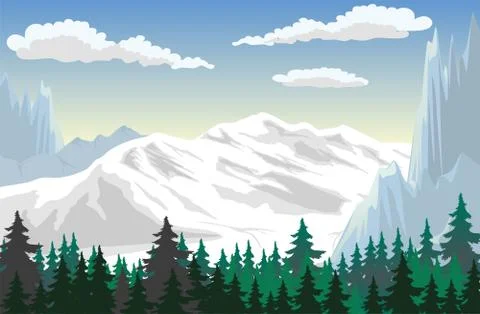 Mountain Scene Stock Illustration