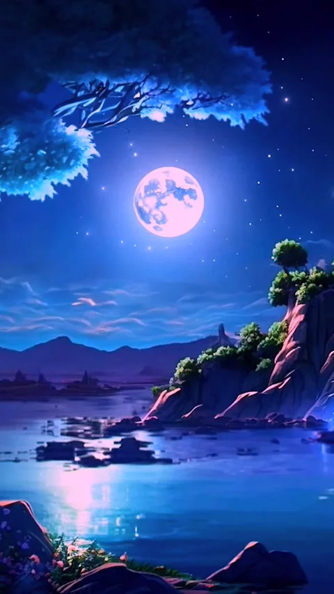 Mountain scene under moonlight Stock Footage 255228720