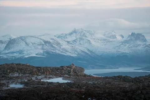 Mountain scenery with dramatic clouds Stock Photos