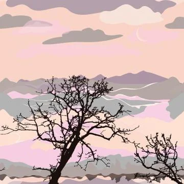 Mountain Scenery Illustration Stock Illustration