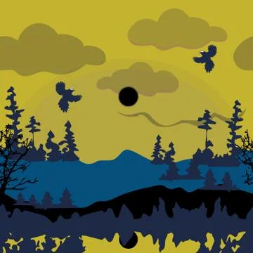 Mountain Scenery Illustration Stock Illustration