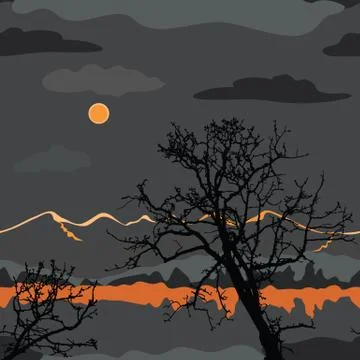 Mountain Scenery Illustration Stock Illustration