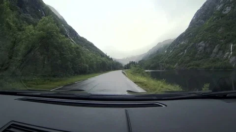 Mountain scenery from the interior of the car Stock Footage 69784377