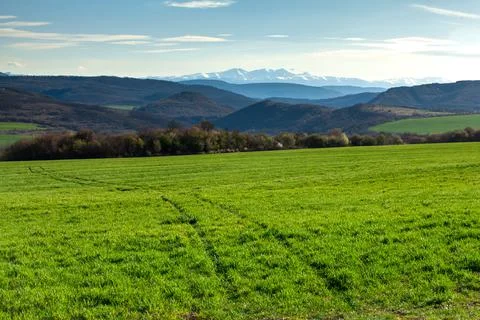A mountain scenery in spring Stock Photos