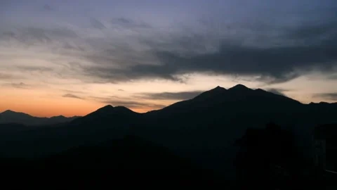 Mountain scenery under the setting sun Stock Footage 167522643