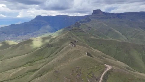 Mountain Scenic Pathway. Remote Ridgeline Highway Coursing Through Majestic Stock Footage 335240748
