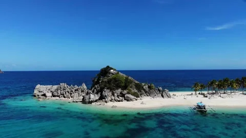 Mountain in the sea Fly in Drone Video stock 138937849