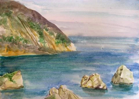 Mountain in the sea Stock Illustration