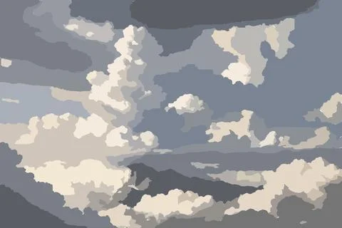 A mountain is seen behind clouds 库存插图