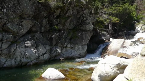 Mountain Serenity Crystal-Clear River Cascading Over Rocks 库存影片 331196773