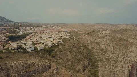 Mountain settlement flying over from a drone Stock Footage 223378822